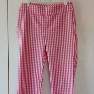 J. McLaughlin Pink Gingham Ankle Pants Size 6 EUC